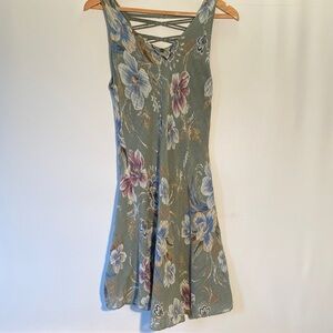 Floral Backless Dress with Criss Cross Crochet